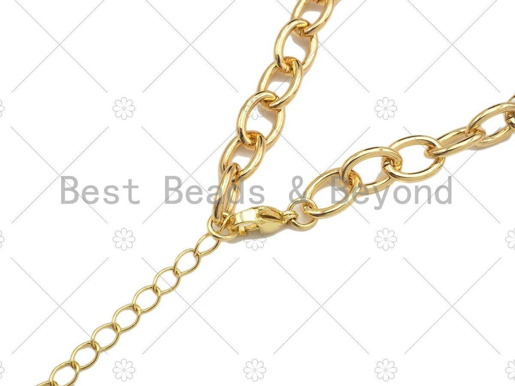 18 Finished Gold Oval Link & Chain Necklace, SKU#LD19