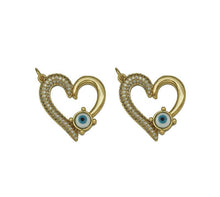 Load image into Gallery viewer, CZ MOP Evil Eye On Heart Charm, Sku#L668