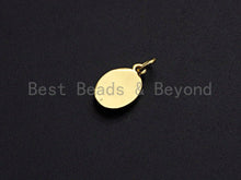 Load image into Gallery viewer, Clear CZ Micro Pave Planet Oval Pendant Charm, Cubic Zirconi