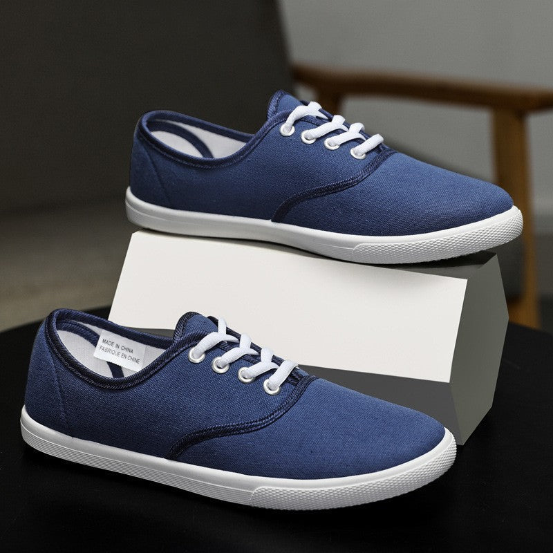 Lace-Up Classic Canvas Sneakers - Breathable Flat Shoes for Everyday Wear