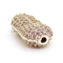 Load image into Gallery viewer, CZ Micro Pave Bean Oval Beads with Clear Crystal for Bracelet/Necklace, Cubic Zirconia Spacer Beads,15x11x6mm, sku#G23C0