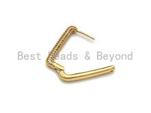 Load image into Gallery viewer, Pave Double Raw Rectangle Earring, Minimal earrings, J254