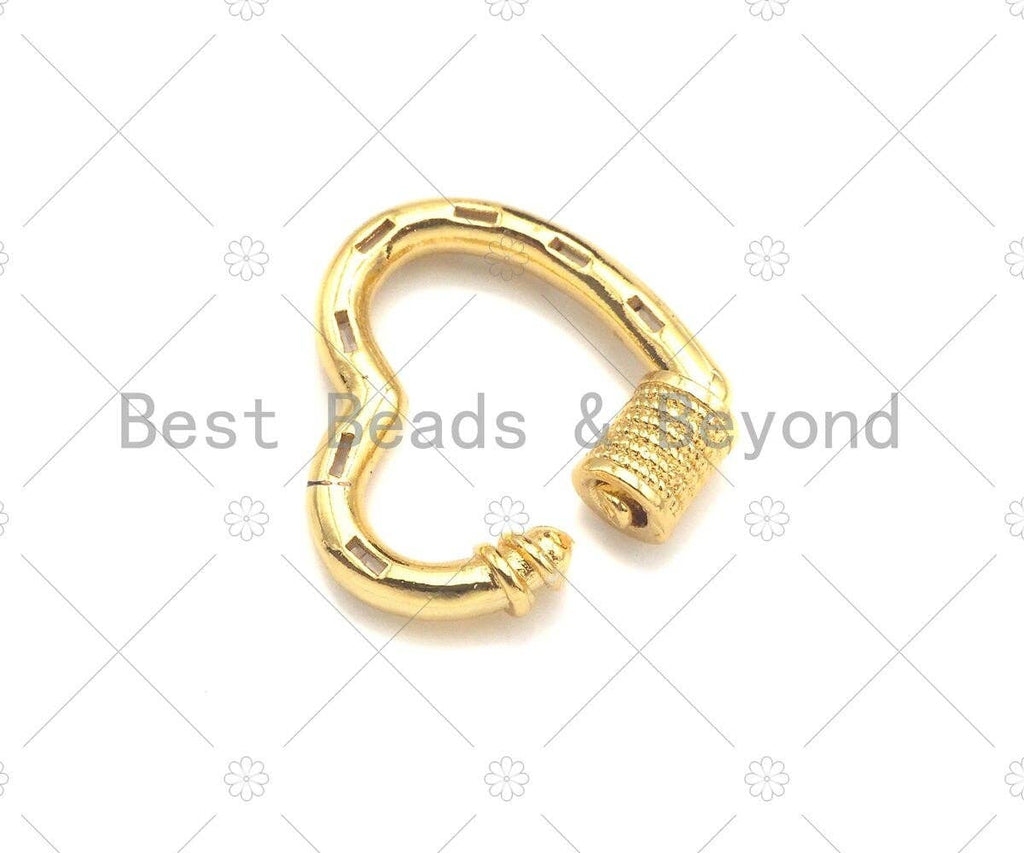 CZ Micro Pave String Heart/Lighting Shape Clasp, CZ Pave Clasp, 18K Gold Carabiner Clasp, 20x18/18x32mm, Sku#FH170