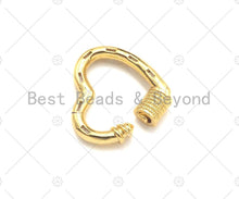 Load image into Gallery viewer, CZ Micro Pave String Heart/Lighting Shape Clasp, CZ Pave Clasp, 18K Gold Carabiner Clasp, 20x18/18x32mm, Sku#FH170