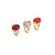 Load image into Gallery viewer, Gold Oval Red Pink Stone Adjustable Ring, Sku#LX353