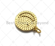 Load image into Gallery viewer, Dainty Shiny Gold Moon Star Round Coin Charms, Dainty Charms, Godl Coin Charm, Gold Pendant, 12x14mm, Sku#LK118
