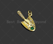 Load image into Gallery viewer, Gold Filled CZ Micro Pave Shovel Shape Pendant, 18K Gold Filled Shovel Charm, Necklace Bracelet Charm Pendant,14x24mm,Sku#LK354