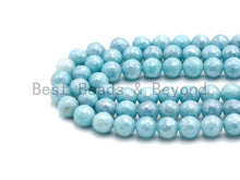 Load image into Gallery viewer, Mystic Plated Ice Blue Jade Round Faceted Beads, SKU#U435