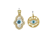 Load image into Gallery viewer, CZ Evil Eye Hamsa Hand MOP Pendant, Sku#L653