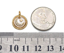Load image into Gallery viewer, White Enamel Moon Star On Round Charm, Sku#CP42