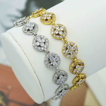 Load image into Gallery viewer, CZ Gold Silver Flower Bezel Setting Bracelet, Sku#B217