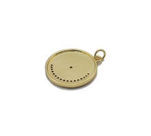 Load image into Gallery viewer, CZ Gold Cresent Moon On Round Coin Charm, Sku#LX154