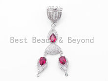 Load image into Gallery viewer, CZ Micro Pave Tassel Head with Fuchsia/Green/Cobalt Gemstone Pendant, sku#L155