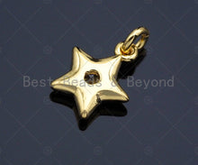 Load image into Gallery viewer, Dainty CZ Micro Pave Star Sun Cross Heart Shape Charm/Pendant, Diamond Gold Plated Charm, Gold Pendant, Gold plated charm, Sku#JL13