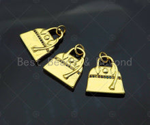 Load image into Gallery viewer, 18K Dainty Gold Fashion Bag Shape Pendant/Charm,Gold Bag Medallion Charm, Necklace Bracelet Charm Pendant,18x17mm, Sku#LK232