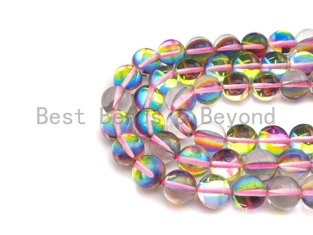 Aura Pinkish Rainbow Spectrolite Quartz, 8mm/10mm Round beads, sku#U599C