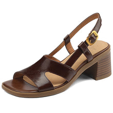Load image into Gallery viewer, Women's Square Toe Open Toe Sandals – Buckle Strap Microfiber Flats