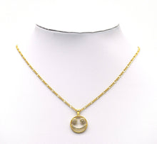 Load image into Gallery viewer, CZ Smiley Face on Hollow Out Round Charm, Sku#JL115