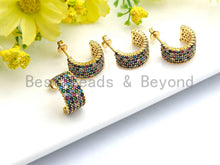 Load image into Gallery viewer, Clorful CZ Half Circle Shape Earrings, Sku#J77