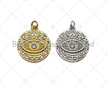 Load image into Gallery viewer, Gold Silver CZ Evil Eye Charm, Sku#L415