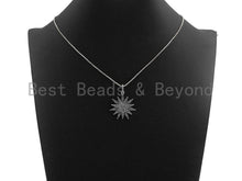 Load image into Gallery viewer, CZ Micro Pave North Star Pendant, Antique Silver Tone,  27x29mm,sku#F997C