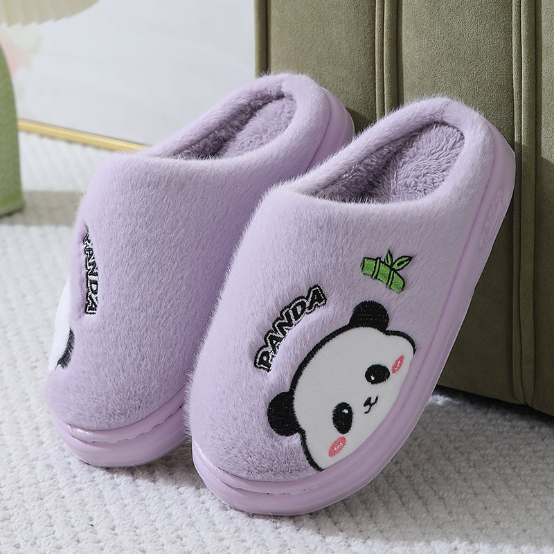 Panda Slippers for Women & Men - Cute Cartoon Plush Indoor House Shoes with Thick Anti-Slip EVA Sole