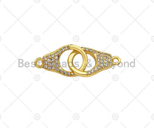 Load image into Gallery viewer, Micro Pave Dainty 18K Gold Handcuff Charm Connectors, Gold Handcuffs Link, Necklace Bracelet Connector, 10x17mm, Sku#LK242
