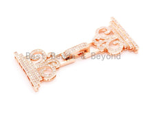 Load image into Gallery viewer, CZ Micro Pave Floral Fold Over Multi-strands Clasp, Cubic Zirconia Buckle Clasp, Chain Connector, 26x5mm, sku#H14