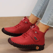 Load image into Gallery viewer, Women's Lace Up Platform Ankle Boots – Flat Platform PU Leather Booties
