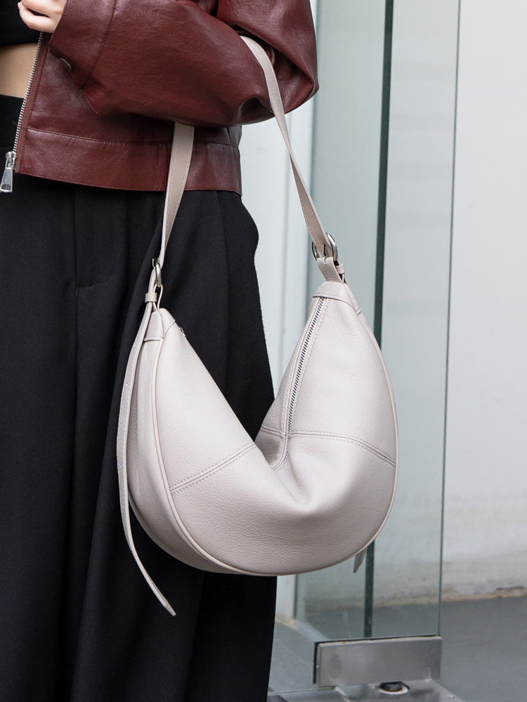 Women's Genuine Leather Oval Crossbody Bag | First-Layer Cowhide Shoulder Bag