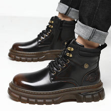 Load image into Gallery viewer, Men's Fleece-Lined British Platform Boots | Microfiber Leather Lace-Up Winter Boots