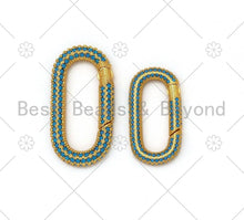 Load image into Gallery viewer, Colorful CZ Micro pave Push Clasp, Fully Pave Carabiner Lock, Colorful Oval Carabiner, 18x35/15x28mm, sku#ML47