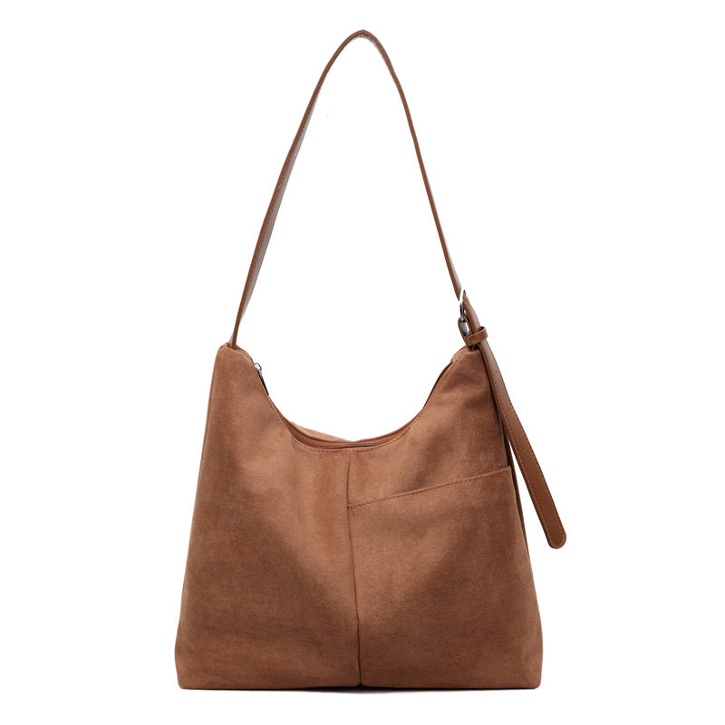 Suede-Look High-Capacity Crossbody Bag – Versatile Everyday Shoulder Bag for Women