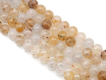 Load image into Gallery viewer, Genuine Black Spotted Yellow Quartz Round Smooth Beads, Sku#U1355
