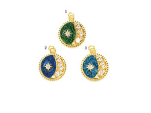 Load image into Gallery viewer, Clear CZ  Enamel Moon Star Charm, Sku#F1456C