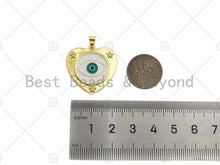 Load image into Gallery viewer, CZ Micro Pave Enamel Evil Eye On Heart Shape Pendant/Charm,Cubic Zirconia Star Charm, Necklace Bracelet Charm Pendant,25x25mm, Sku#LK217