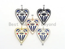 Load image into Gallery viewer, Large Enamel Colorful Heart Shape With Evil Eye Moon Heart Pendant,CZ Micro Pave Oil Drop pendant, Heart Enamel pendant,37x42mm,sku#F579