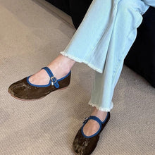 Load image into Gallery viewer, Women's Corduroy Ballet Flats | Single Strap Round Toe Slip-On Shoes