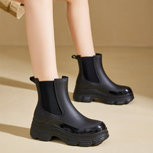 Load image into Gallery viewer, Women's Waterproof Martin Rain Boots | Thick Sole Mid-Calf PVC Boots | Black &amp; Khaki
