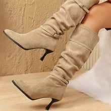 Load image into Gallery viewer, Women's Point Toe Kitten Heel Boots – Suede Slip-On Low Heel Ankle Boots