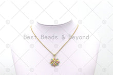 Load image into Gallery viewer, Enamel Colorful Daisy Flower with Big CZ Shape Pendant, 18K Gold Filled Flower Charm, Necklace Bracelet Charm Pendant, Sku#F1447