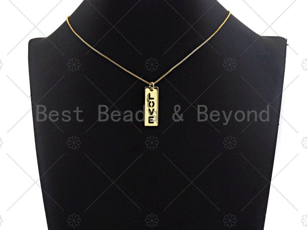 Hollow Out LOVE Bar Charm/Pendant, Gold/Silver/Rose Gold/Black Rectangle Dod Tag Pendant, DIY Valentine's Day Gift, 11x29mm, Sku#ML03