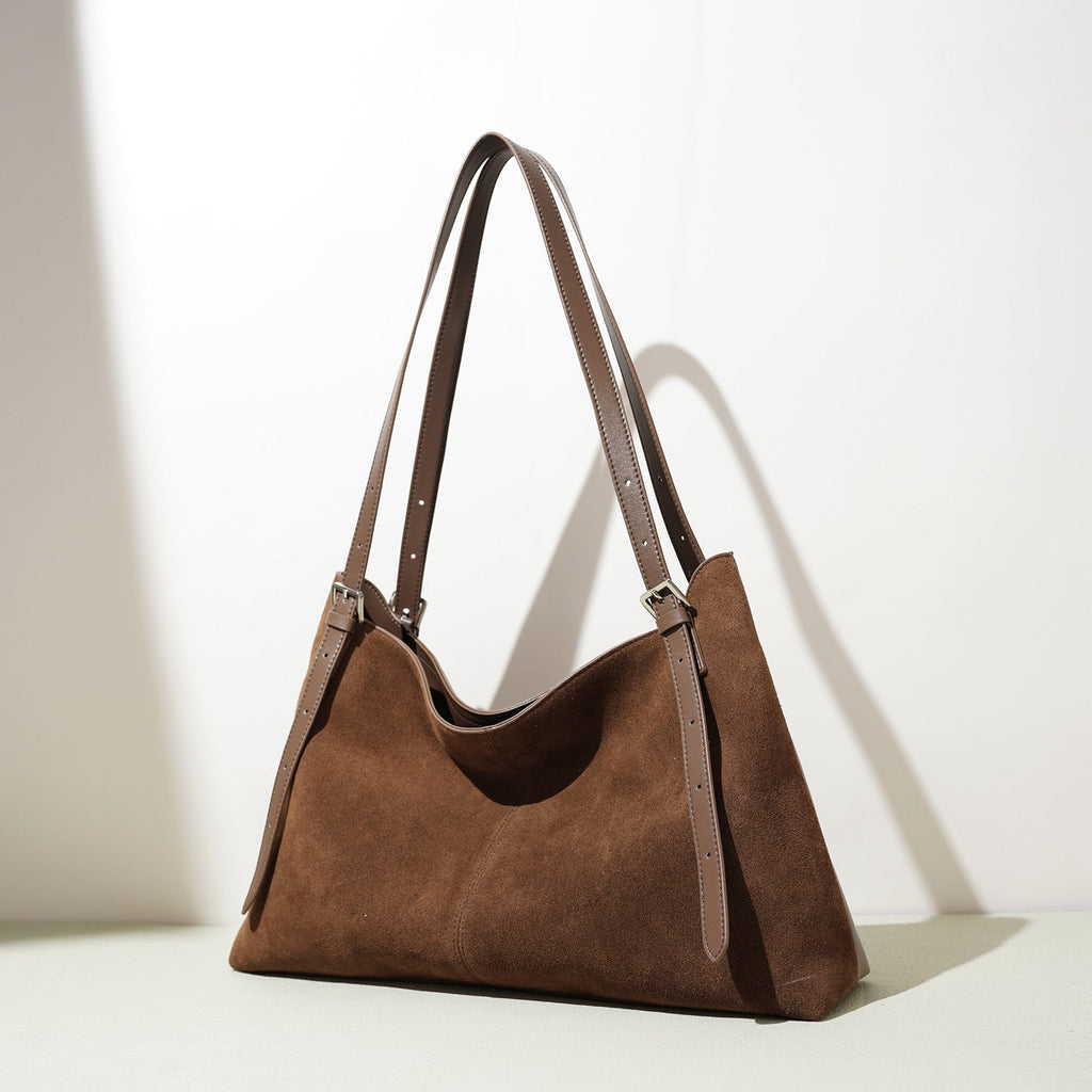 Premium Suede Tote Bag - Large Capacity Leather Handbag for Women