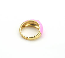 Load image into Gallery viewer, Pink Enamel Alphabet Chunky Ring, O76