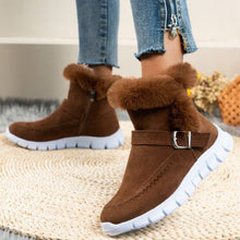 Load image into Gallery viewer, Women's Winter Snow Boots - Warm Plush Ankle Boots with Buckle Design