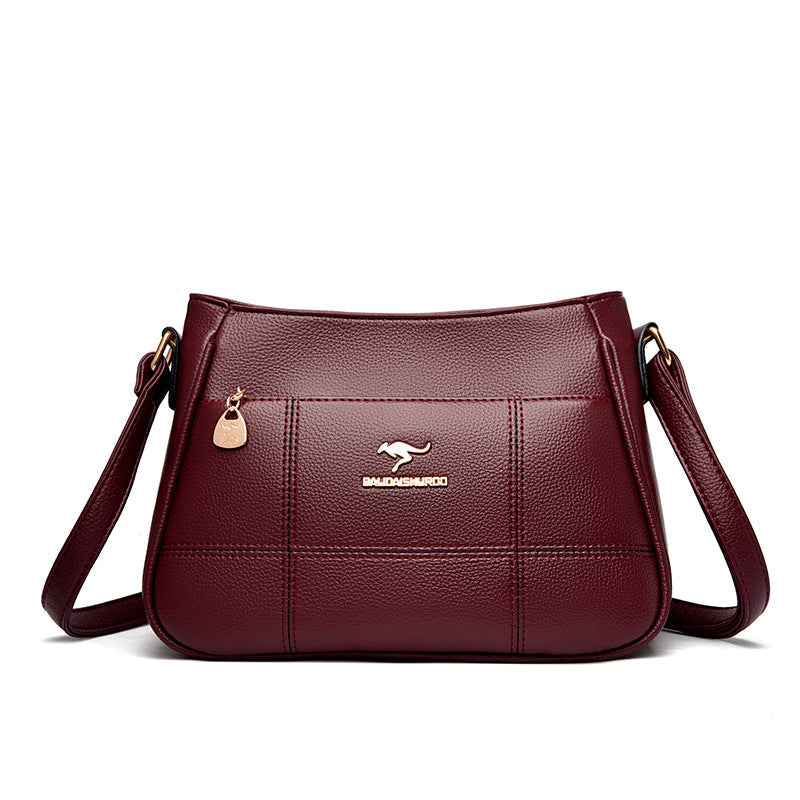 Women's PU Leather Crossbody Bag – Patchwork Shoulder Bag with Multi-Pocket Organizer