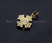 Load image into Gallery viewer, Clover Pink Pendant/Charm, Pink Mother-of-pearl Clover Pendant, Cubic Zirconia Pendant, Gold Tone, 12x13mm, Sku#LK67