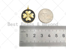 Load image into Gallery viewer, Gold Filled Clover On Colorful Enamel Round Coin Shape Pendant, Shamrock charm, Sku#L570