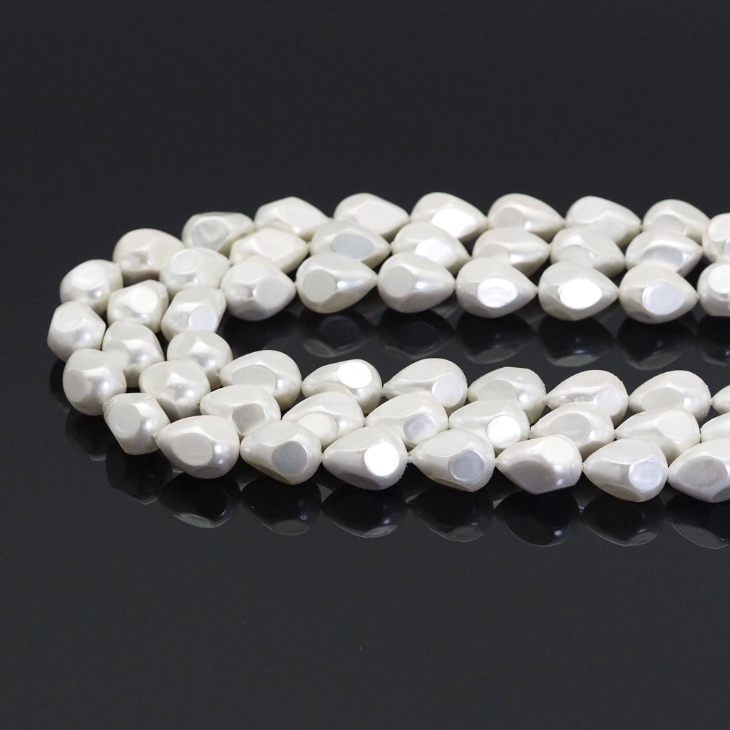 White MOP Pear Shape Beads, 13x17mm, Sku#T161
