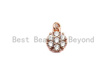 Load image into Gallery viewer, CZ Micro Pave Round Coin Shaped Flower Pendant/Charm, Cubic Zirconia Pendant Charm,9x11mm,sku#F916